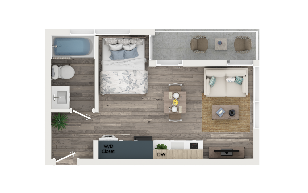 Studio with Loggia [Unit 501] - Studio floorplan layout with 1 bathroom and 310 square feet