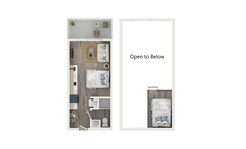 Studio with Loft [Units 709, 711] - Studio floorplan layout with 1 bathroom and 289 square feet