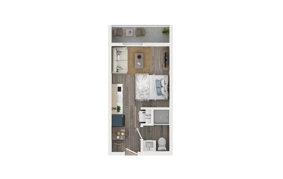 Studio Loft with Loggia [Unit 707] - Studio floorplan layout with 1 bath and 247 square feet.