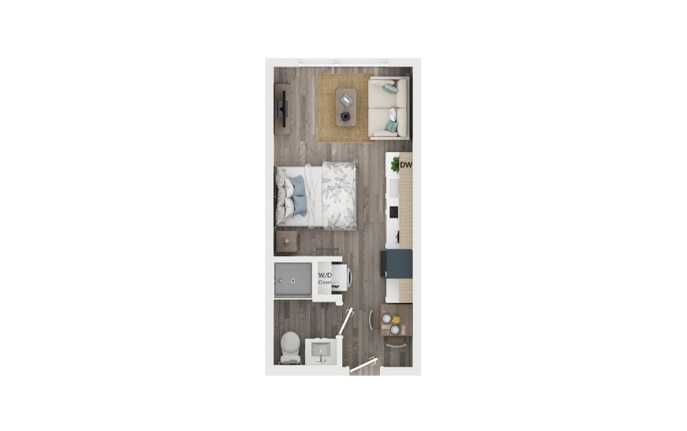 Standard Studio - Studio floorplan layout with 1 bathroom and 289 - 303 square feet