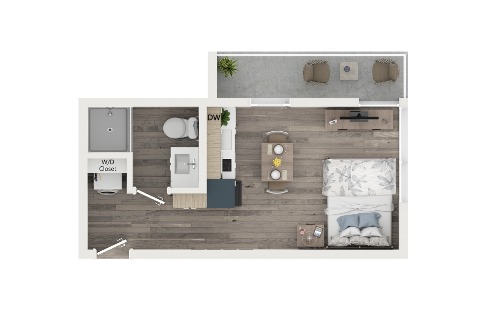 Studio with Loggia [Unit 301] - Studio floorplan layout with 1 bathroom and 265 square feet