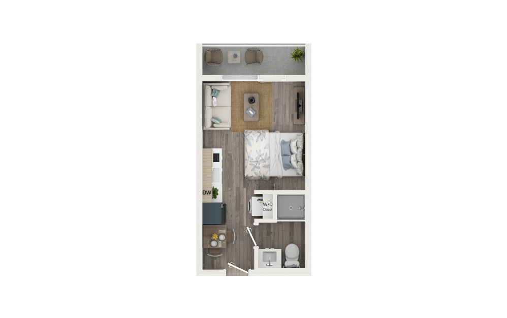 Standard Studio with Loggia - Studio floorplan layout with 1 bathroom and 247 square feet (Floor 1)