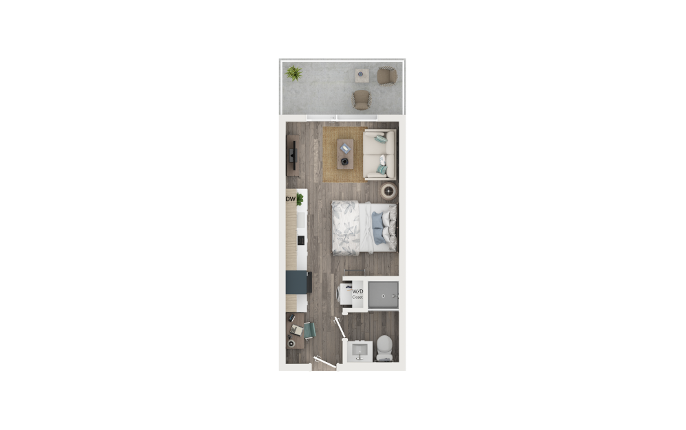 Studio with Loft [Units 709, 711] - Studio floorplan layout with 1 bathroom and 289 square feet (Floor 1)