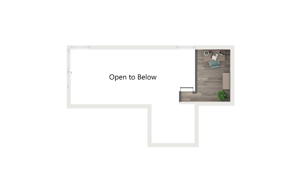 Studio Loft with Loggia [Unit 704] - Studio floorplan layout with 1 bath and 300 square feet. (Floor 2)