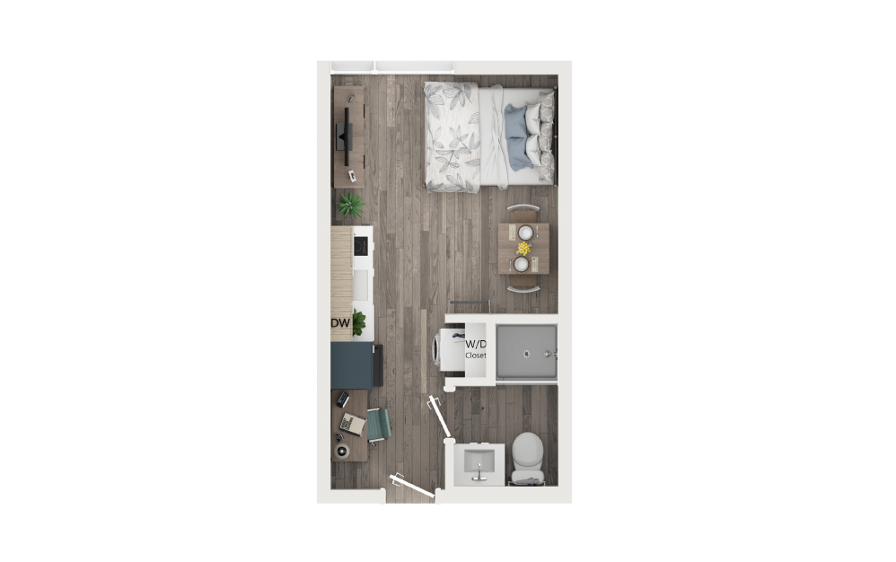 Level 1 Studio with Loft - Studio floorplan layout with 1 bathroom and 247 square feet (Floor 1)