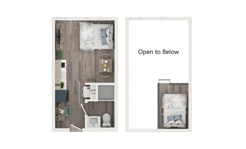 Level 1 Studio with Loft - Studio floorplan layout with 1 bathroom and 247 square feet