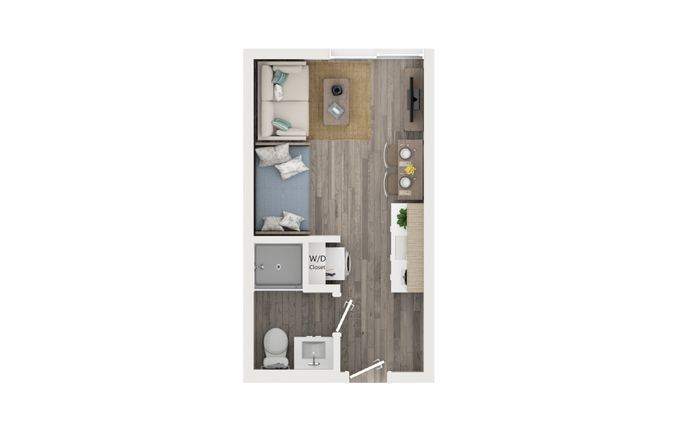 Lower Level Studio - Studio floorplan layout with 1 bathroom and 230 square feet