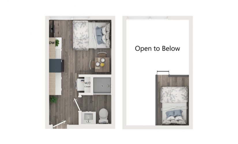 Microstudio with Loft [Unit 702] - Studio floorplan layout with 1 bathroom and 210 square feet