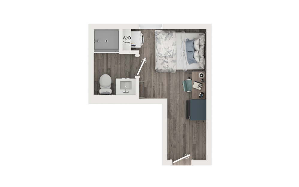 Microstudio with Loft [Units 706,708,710] - Studio floorplan layout with 1 bathroom and 158 - 200 square feet (Floor 1)