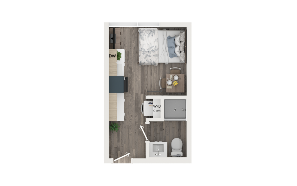 Microstudio with Loft [Unit 702] - Studio floorplan layout with 1 bathroom and 210 square feet (Floor 1)