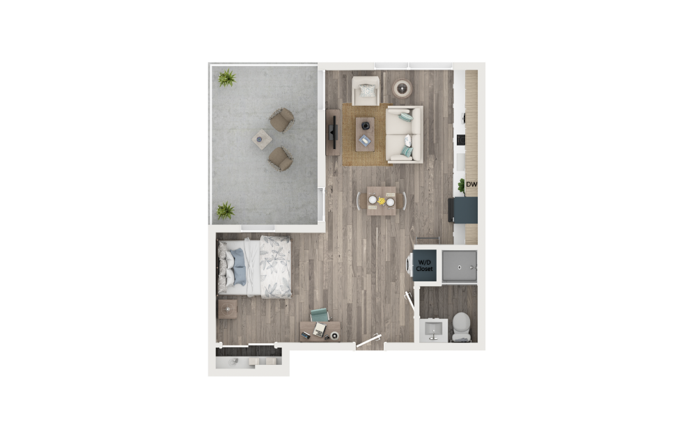 NE Penthouse with Loft & Terrace - Studio floorplan layout with 1 bathroom and 462 square feet (Floor 1)